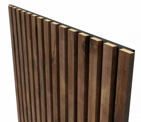 Акустическая панель, черный войлок, 2750х600х19мм, рейки МДФ дуб Старинный натуральный